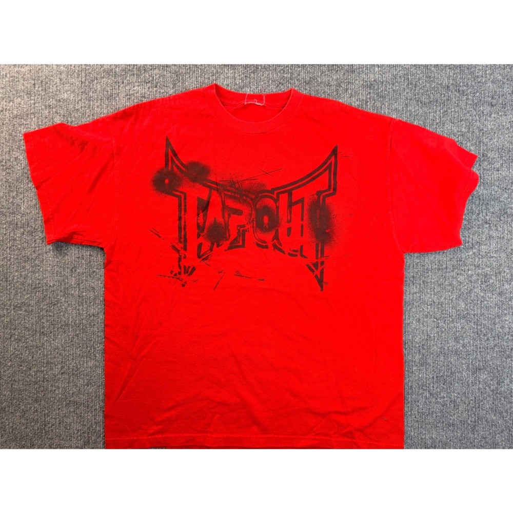 Vintage Tapout Shirt Mens XL Red Black Graphic Tee MMA Y2K Streetwear Cotton